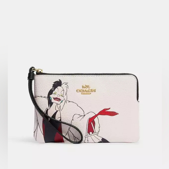 Coach Handbags - Rare Disney Cruella X Coach ZipUp Wristlet Wallet Mini Bag Purse Limited Edition